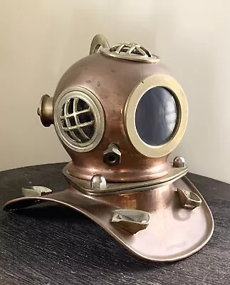 Antique Copper & Brass 70’s ROLEX Submariner Watch Display Diver Helmet • $229
