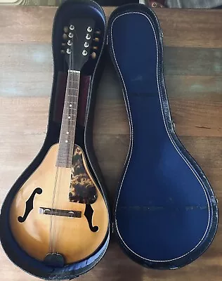 Vintage Unbranded Wooden A-Style Mandolin W/ Hard Case • $75