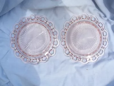 Two Pink Old Colony Open Lace Lunch Plates In Mint Condition • $17.99