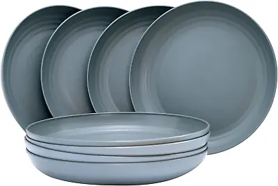 8 Pack Plastic Plates: Dinner Plates Lightweight & Unbreakable Microwave Dish • £26.93