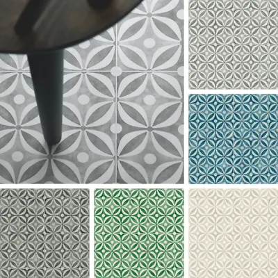 Cement Tile Effect Cushioned Sheet Vinyl Flooring Kitchen & Bathroom Lino Roll • £222.50