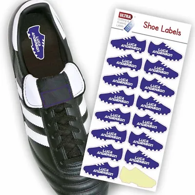 $11.03 • Buy UltraStick Shoe Nametapes/Tag Waterproof Stickers Personalised Football - BLUE