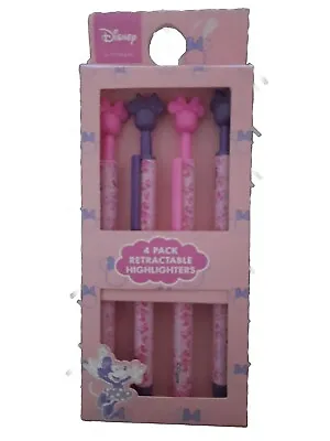 4 X Disney Minnie Mouse Retractable Highlighters  Pens Boxed Gift • £4.99