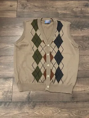 Pendleton Sweater Vest Men’s Size XL Sleeveless Pullover - Tan Argyle Pattern • $20