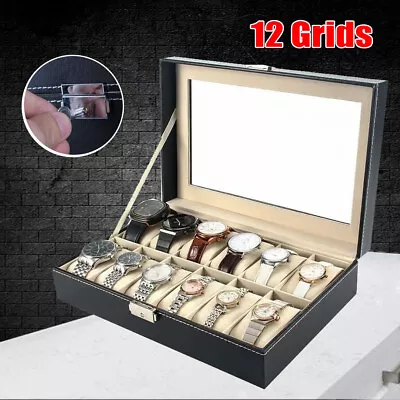 £13.49 • Buy Mens 12Grids Watch Display Storage Box Jewelry Glass Case Organizer Holder