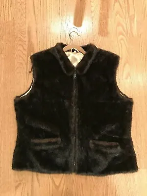 Surell Genuine Real Fur Vest With Gold Silk Lining Size Large • $67.99