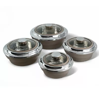 £44.77 • Buy 4PC Plastic Hot Pot Thermal Insulated Casserole Food Warmer Serving Dish Brown