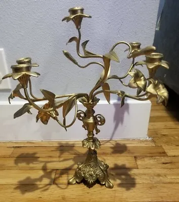 Antique French Floral Gilt Church Candelabra • $299.99