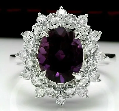 3Ct Oval Cut Lab Created Amethyst Women's Ring 14K White Gold Plated Sliver • $112.80