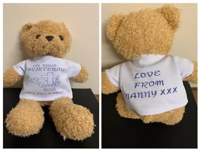 Christening Baptism Naming Ceremony Personalised Teddy Bear Add A Name & Date • £14.99