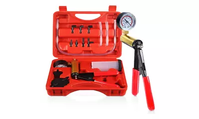 $22.89 • Buy Vacuum Pump Tester Set Hand Held Gauge Brake Bleeder Kit Adapters Auto Case Red
