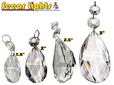 £13.99 • Buy Cut Glass Oval Crystals Drops Prisms Beads Chandelier Spares Lamp Prism Droplets
