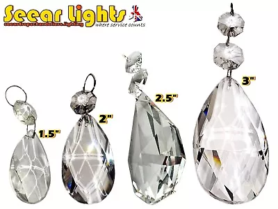 Cut Glass Oval Crystals Drops Prisms Beads Chandelier Spares Lamp Prism Droplets • £8.16