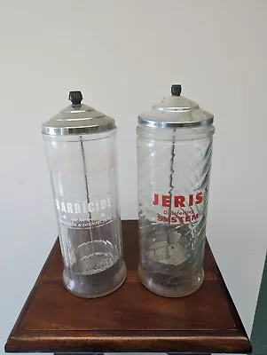 Set Of 2 Vintage Barbicide Large Disinfecting Jar 9  • $25