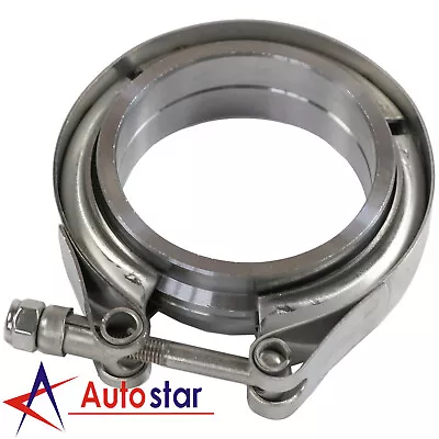$14.97 • Buy 2.5  Stainless Steel V-Band Flange & Clamp Kit Set For Turbo Exhaust Downpipes