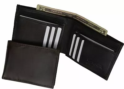 Bifold Mens Leather Dual Zippered Change Pockets Credit Card Holder Wallet • $10.99