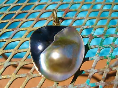 Mabe Blister Pearl Pendant 18K Gold Vermeil Over Sterling Indonesia • $49.99