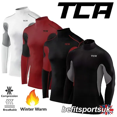 Mens Compression Base-layer Long Sleeve Thermal Top Skin Mock Neck Winter Tca • £12.90