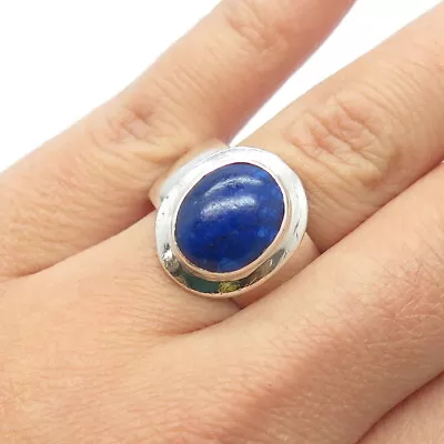925 Sterling Silver Vintage Real Lapis Lazuli Gemstone Ring Size 8.25 • $92.99