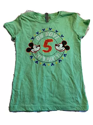 Disney Youth T Shirt Large 10/12 5th Birthday Tee Cute Soft Unisex Mickey Mouse • $18