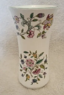 Porcelain Minton Haddon Hall Floral Green Edged Bone China Vase - 6.25 Inch Tall • £19.95