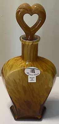 Maestri Vetrai Italian Art Glass Golden Brown Speckled Decanter • $42.50