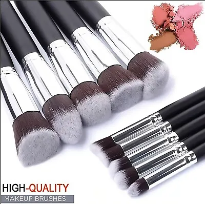 10 Pcs Professional Make Up Brushes Set Makeup Foundation Blusher Face Powder UK • £3.48