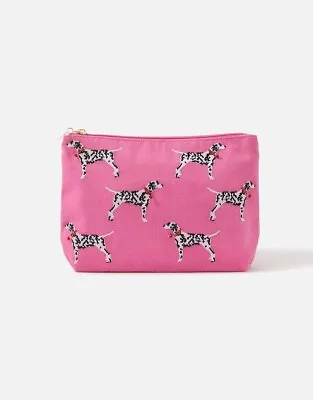 £14.99 • Buy New With Tags Accessorize Beaded Pink Dalmatian Large Wash Bag Make Up Bag