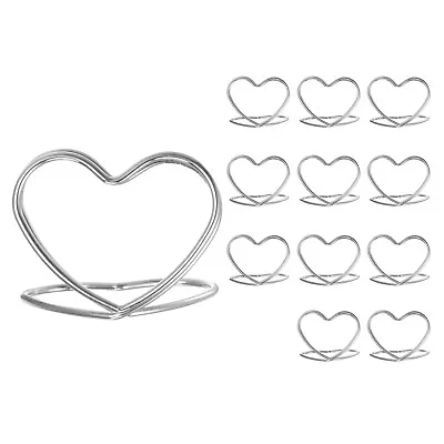 12pcs Table Number Holders 30mm Tall 35mm Base Width Double Heart Silver Tone • £7.13