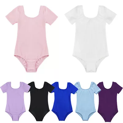 £4.99 • Buy Kids Girls Short Sleeve Ballet Dance Leotard Gymnastics Bodysuit Sports Uniform