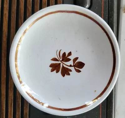 1 Alfred Meakin? Royal Ironstone England Copper Tea Leaf Round Butter Pat 2 5/8  • $8