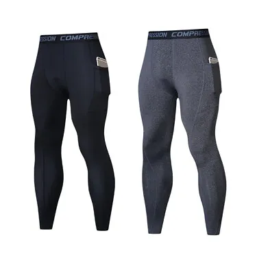 Man's Workout Leggings Compression Base Layer Gym Sports Running Training Pants • $14.99