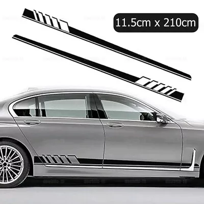 1pair Car Racing Plaid Side Door Fender Skirt Stripes Decal Stickers 11.5x210cm • $11.80