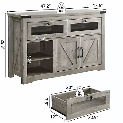 Redlife  LED Farmhouse Coffee Bar Cabinet Sideboard Buffet W/Storage & Shelves • $131.99