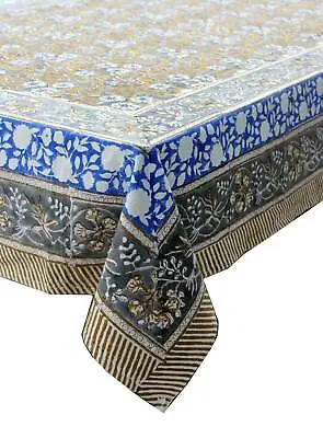 £40.34 • Buy Indian Hand Block Print Tablecloth 100%Cotton 150*220cm Multi Floral Rectangular