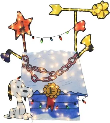 48  2D Prelit Yard Art Snoopy Decorated Dog House Peanuts Christmas Decoration • $89.99