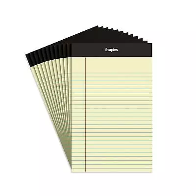 Staples Notepads 5  X 8  Narrow Canary 50 Sheets/Pad 12 Pads/Pack (26829) 163832 • $10.94