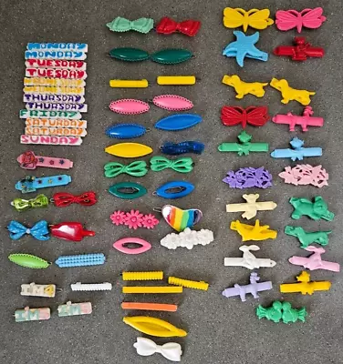 70 VTG Barrettes Lot 70 For Children Or Dolls - Most Plastic Cats Dogs Rabbits • $30