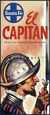El Capitan Santa Fe 1954 Streamliner Train Vintage Poster Print USA Railroad  • $21.58