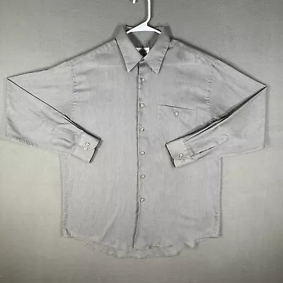 Yves Saint Laurent Shirt Mens Large Gray Button Up Long Sleeve Point 16 34-35 • $19.93