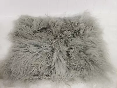 West Elm Mongolian Sheep Fur Pillow 12x16 Gray New So Soft!! • $49