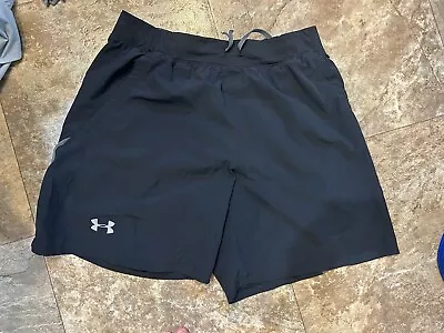 Mens Black Large Fitted/Coupe  Running Shorts With Speed Pocket EUC • $7