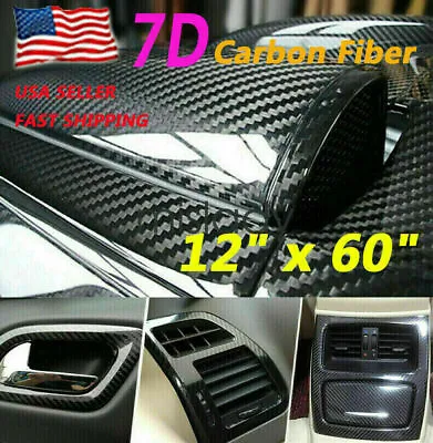 7D-Black Carbon Fiber Vinyl Film Car Wrap Stickers Auto Decal Paper Waterproof • $19.99