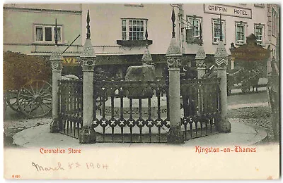 Kingston On Thames Coronation Stone To Clarke - Walton On Tha- 1904 Postcard N20 • £3.45