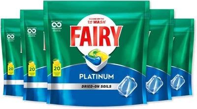 $59.99 • Buy 5 X 20 Pack Fairy Platinum Dishwasher Tablets 100 Pack Value Bundle