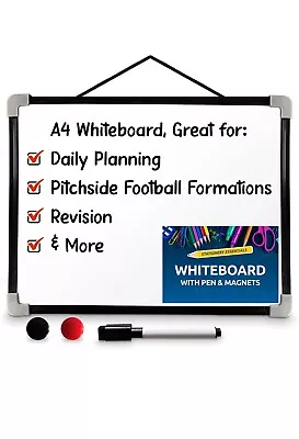 A4 Magnetic Whiteboard Dry Wipe White Board Office Home Memo Notice Small Eraser • £3.99