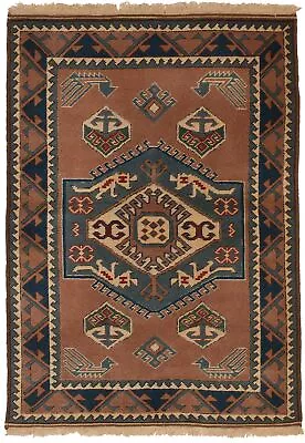 Vintage Hand-Knotted Area Rug 3'9  X 5'9  Traditional Wool Carpet • $179.60