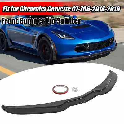 Carbon Paint Front Bumper Lip Splitter For Corvette C7 STG Stage 2 Z06 2014~2019 • $149.99