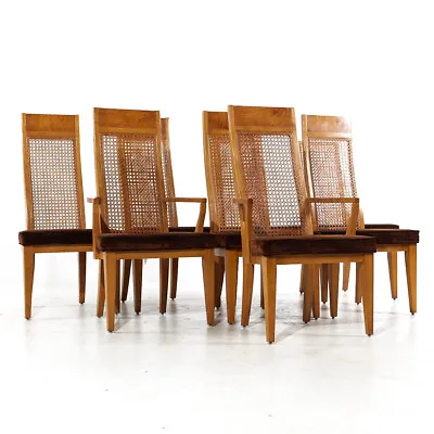 Lane Mid Century Burlwood Dining Chairs - Set Of 8 • $4895