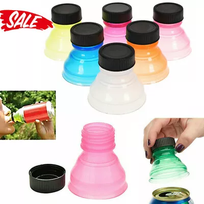 6Pcs Plastic Drinking Bottle Caps Can Convert Soda Savers Toppers Reusable Tops • £5.22